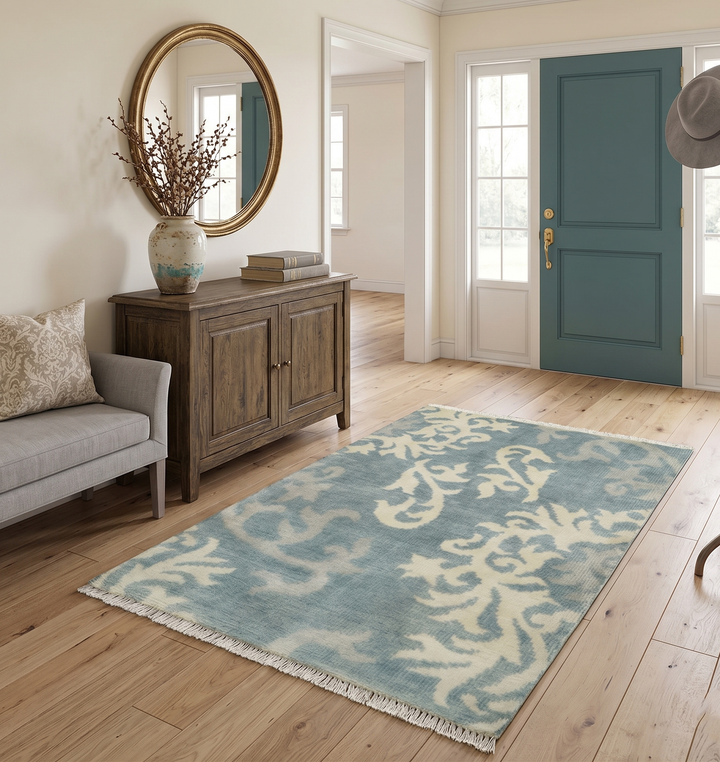 Beige and Gray 2x3 Hand Knotted Traditional Wool Rug