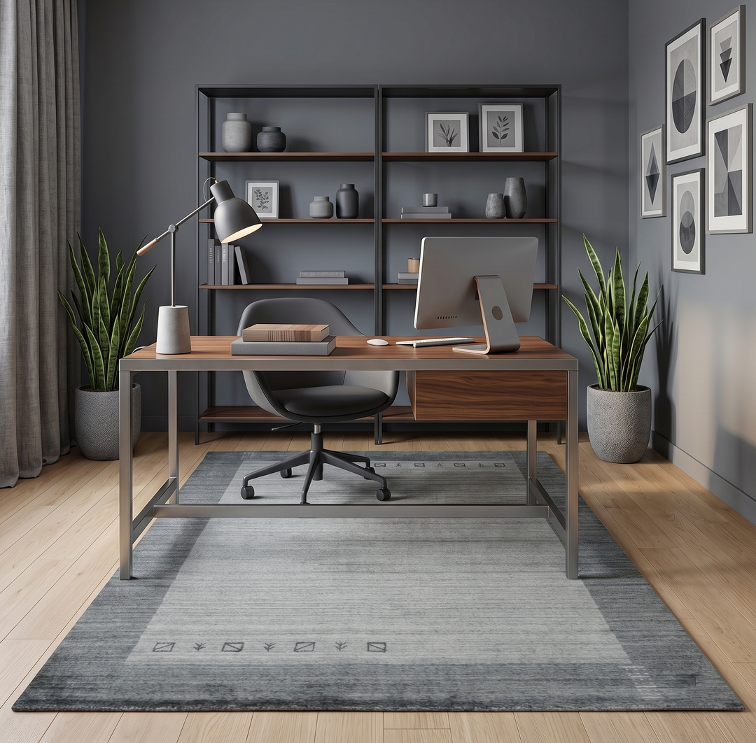 Modern 5x6.5 Gray and Silver Blended Wool Hand Woven Area Rug