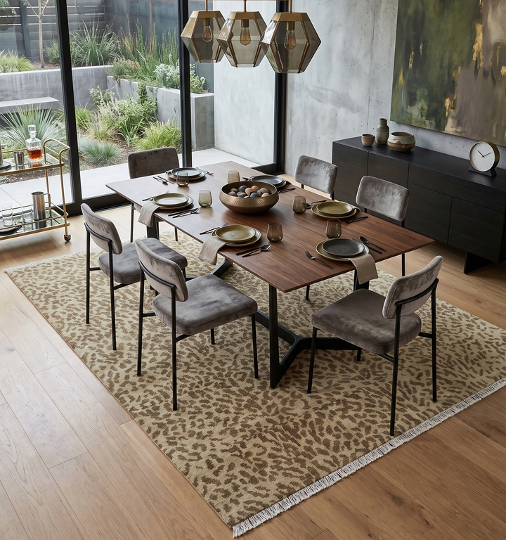 Custom Made Hand Knotted Brown Contemporary Animal Wool Area Rug