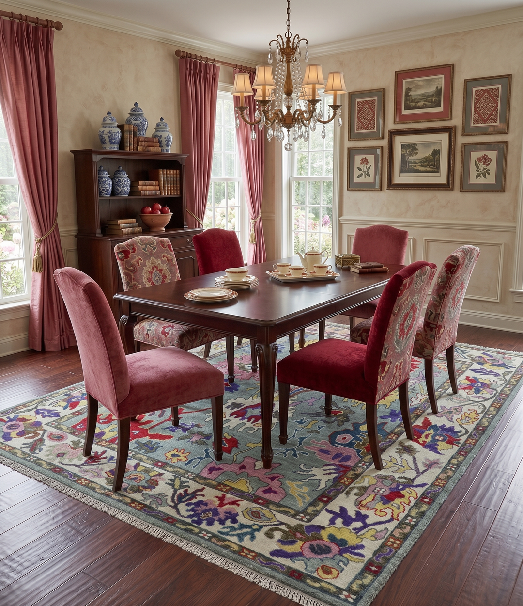 Vibrant colorful Gray And Ivory Hand Knotted Traditional Oushak wool Area Rug