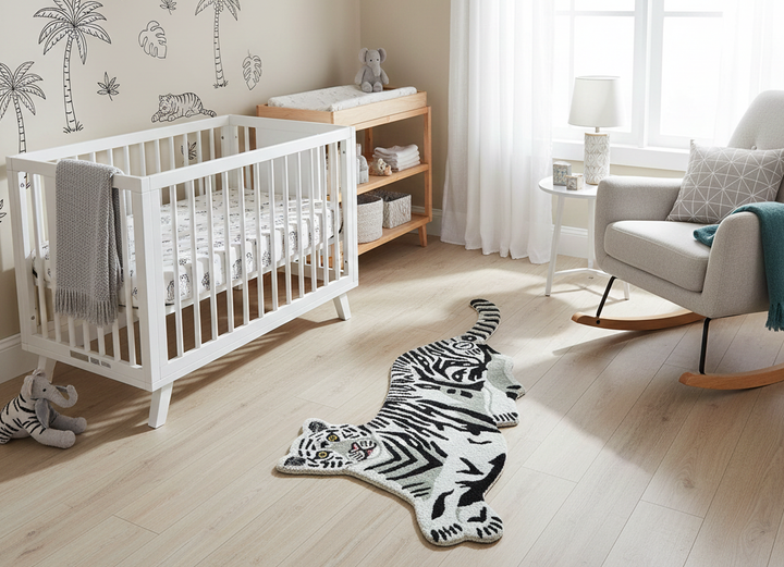 Hand Tufted Black And White Animal Tiger 2x6  Wool Area Rug