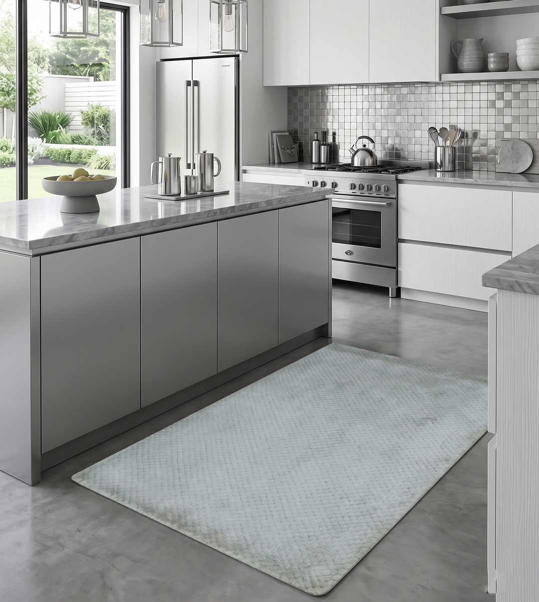 Modern Geometrical Hand Made 2x3 Silver Art silk Area Rug
