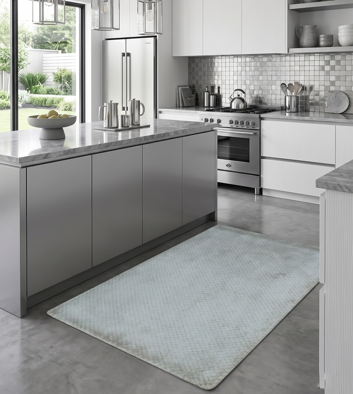 Modern Geometrical Hand Made 2x3 Silver Art silk Area Rug