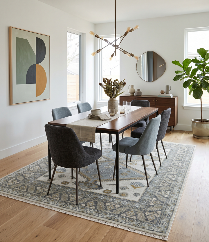 Ivory, Gray and Camel Traditional Medallion Area Rug