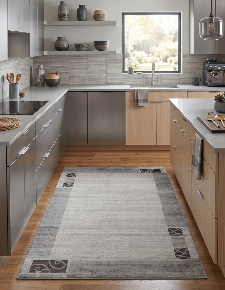 Modern Style 4.7x6.5 Brown and Silver Wool Hand Woven Area Rug