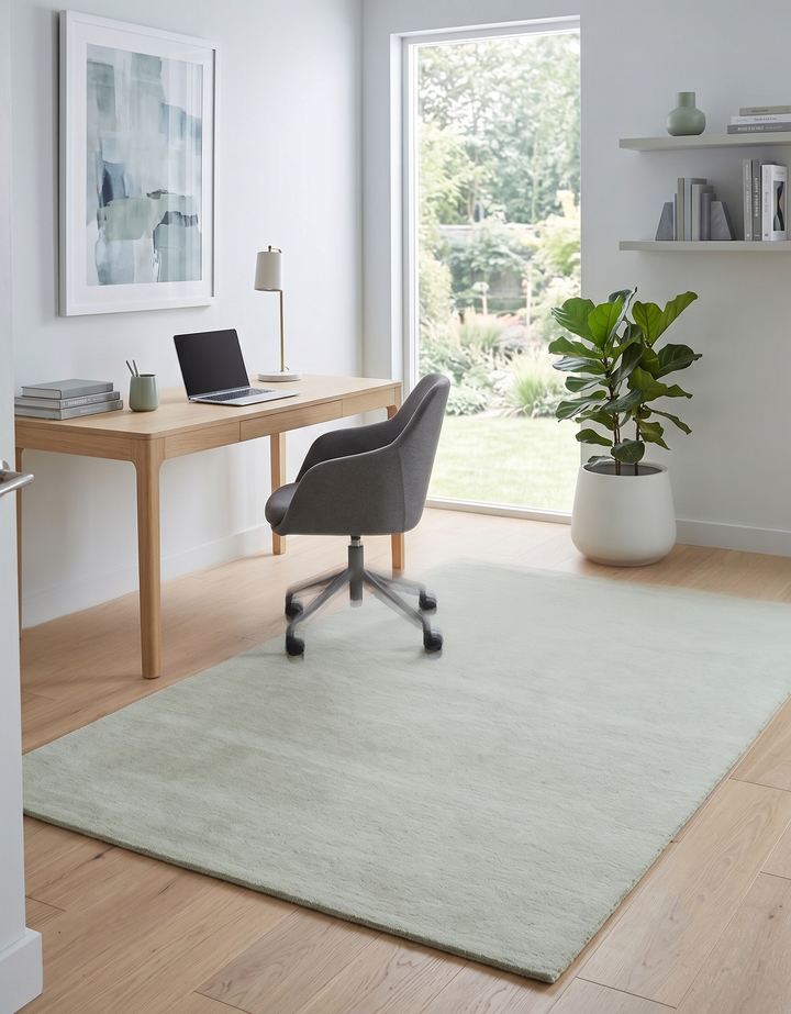 Custom Made Modern Solid Ivory Hand Tufted Wool Rug