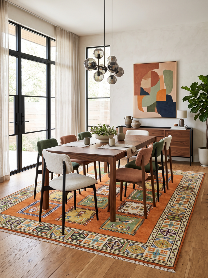 Tribal Gabbeh Rust, Ivory, Green and Beige Hand knotted Multi Size Antique Look Traditional Wool Area Rug
