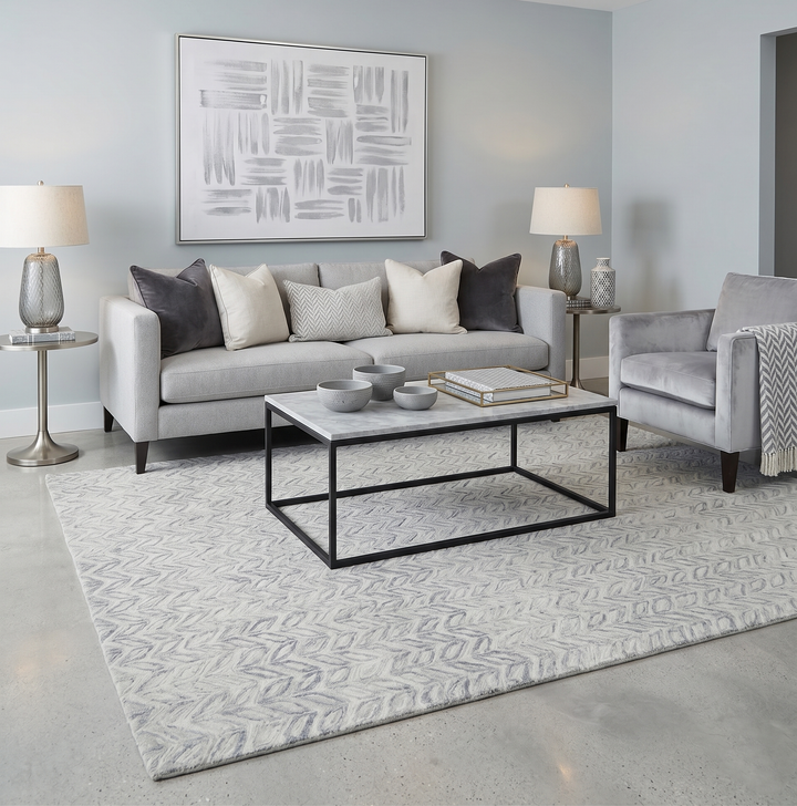 Quick Ship 8x10 Hand Tufted Modern Style Beige And Gray Wool Rug