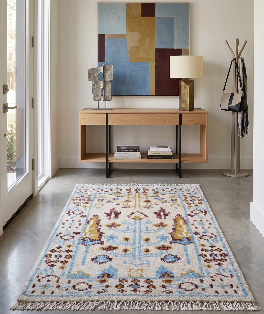 Tree of life Beige And Blue Hand Knotted 2x3 Wool Rug