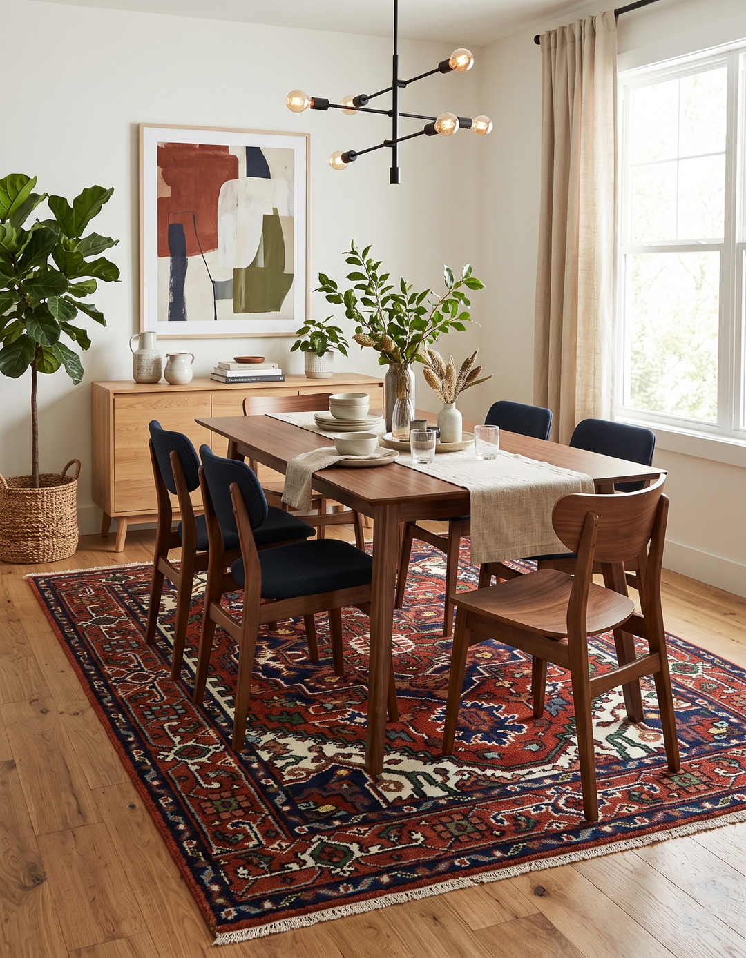 Sera Traditional Design Maroon And Blue Hand Knotted Wool Rug