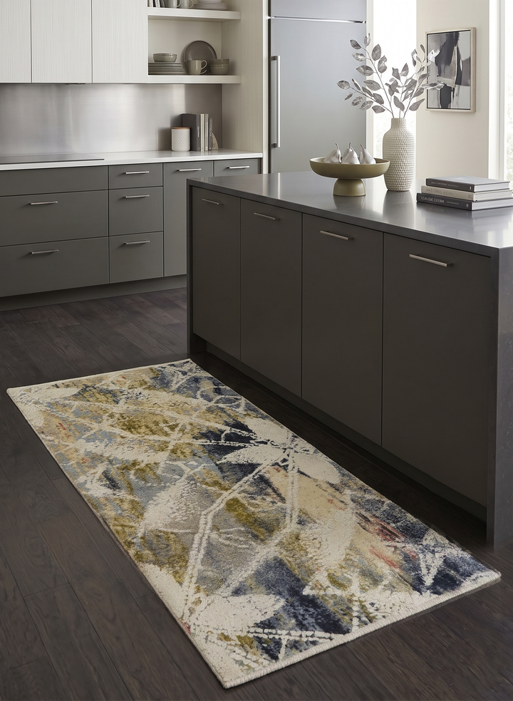 2x4 Hand Knotted Modern Olive And Charcoal Wool and Art Silk Rug