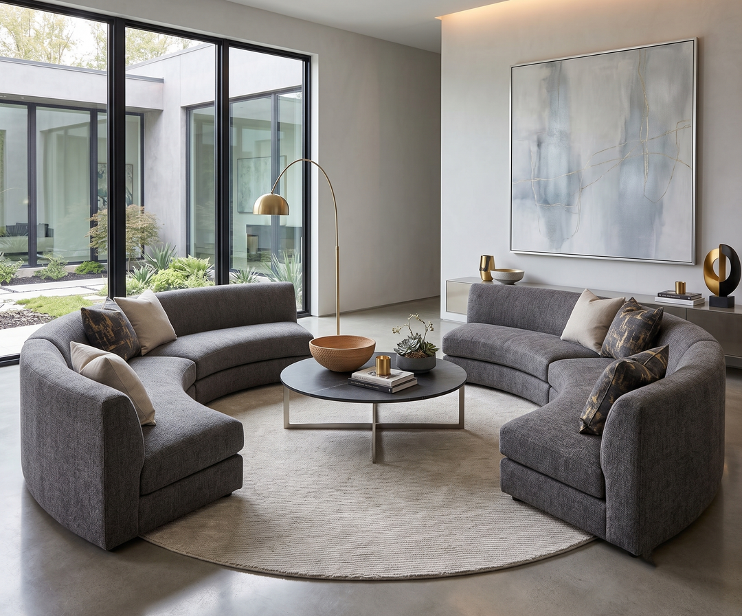 Custom Made Round Hand Tufted Ivory Modern Solid Design Wool Rug