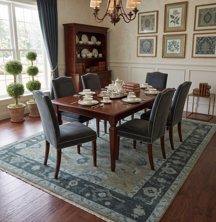 Custom Made Antique look Gray, Charcoal and silver Oriental Oushak wool Area Rug