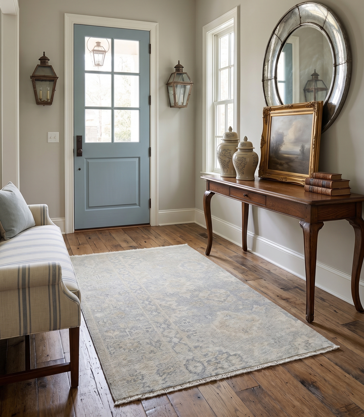 2x3 Hand Knotted Gray And Beige Traditional Oushak Wool Rug