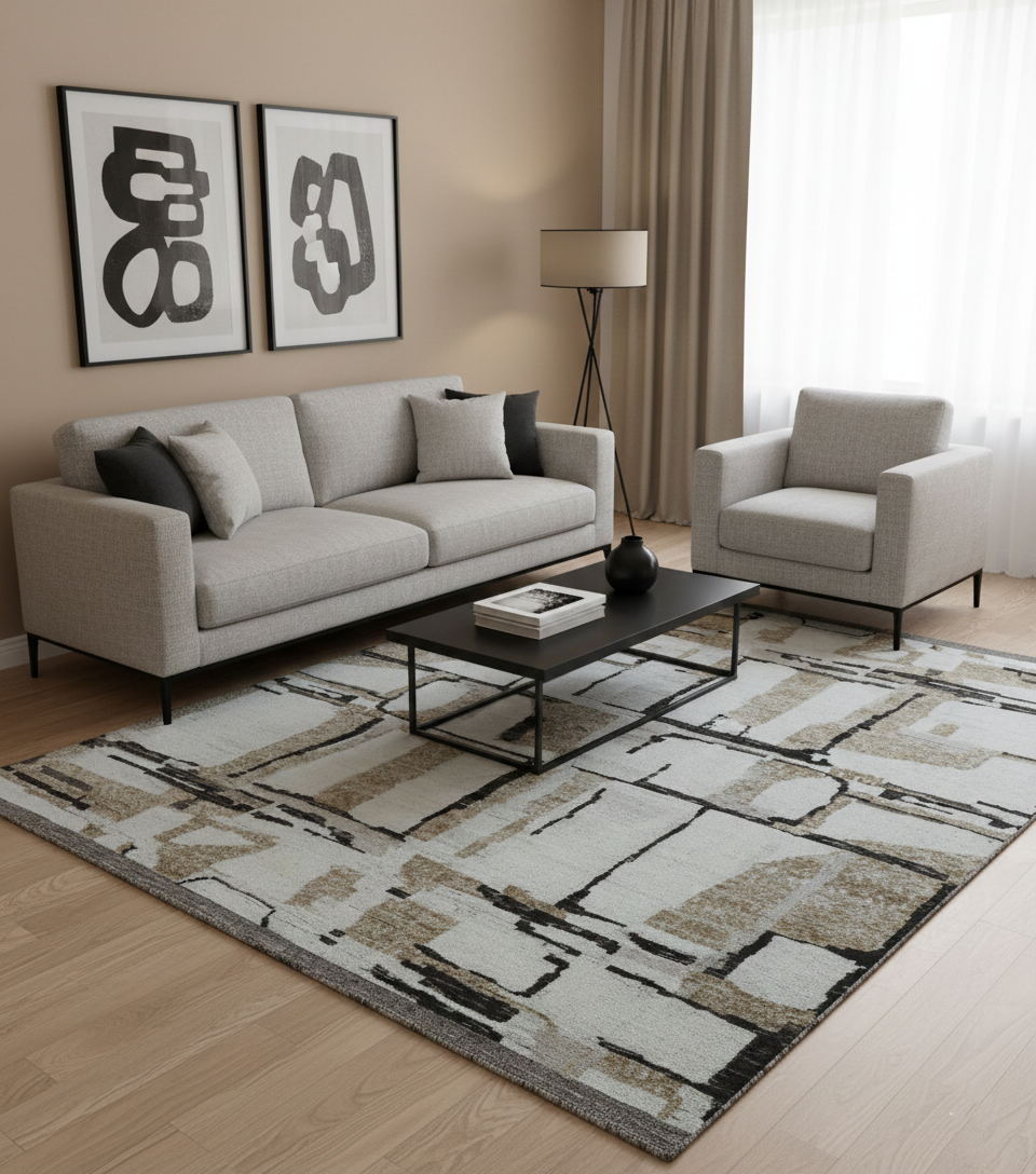 Fossil Custom Made Modern Contemporary Brown Hand knotted Wool Rug