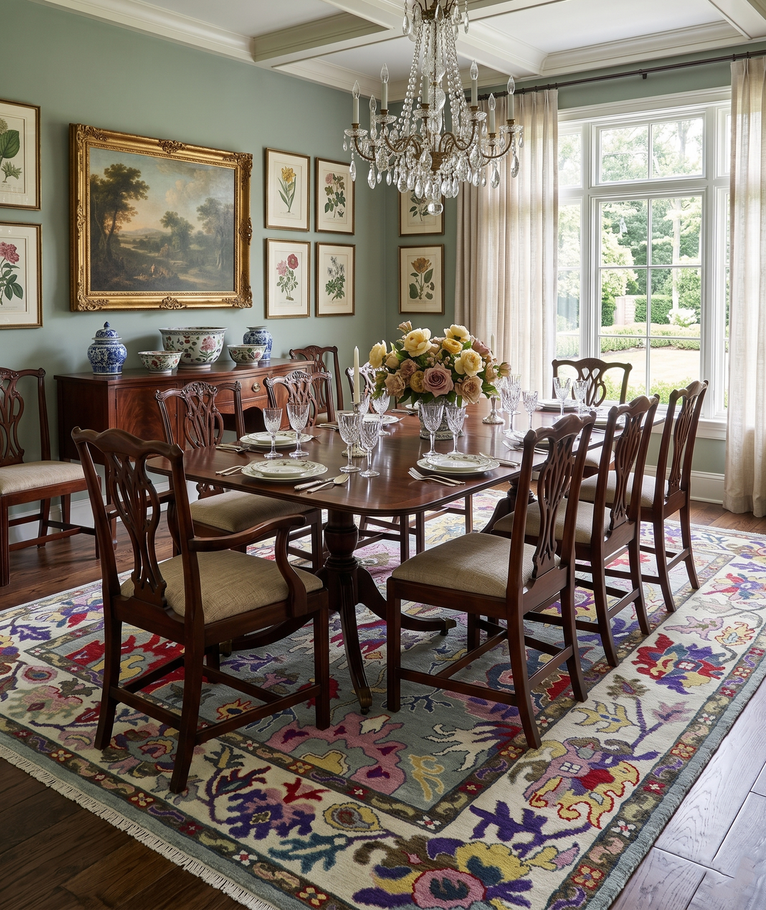 Vibrant colorful Gray And Ivory Hand Knotted Traditional Oushak wool Area Rug