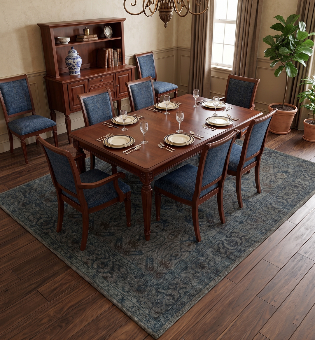 Antique look Gray, Taupe and Gray 8x10 Traditional Design wool Rug