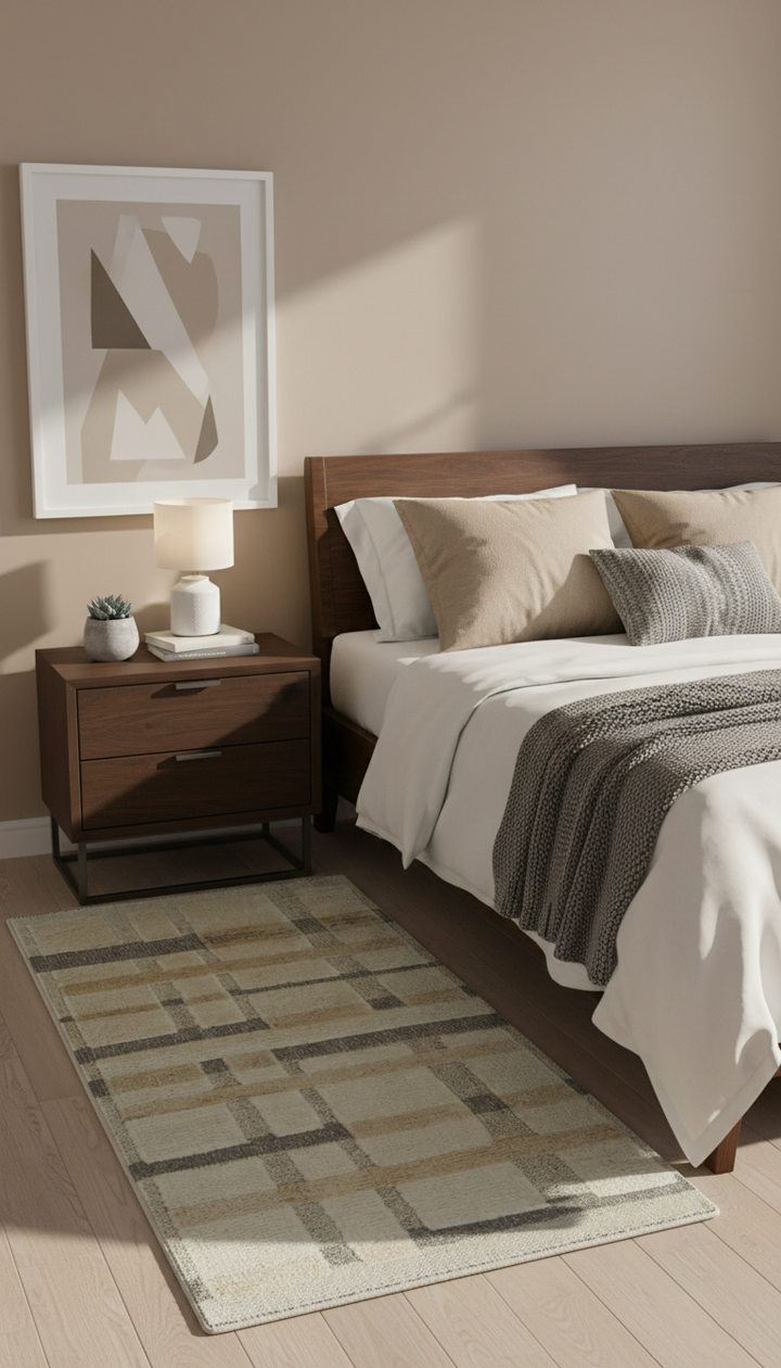 Custom Made Contemporary Design Beige And Gray Hand knotted wool Area Rug