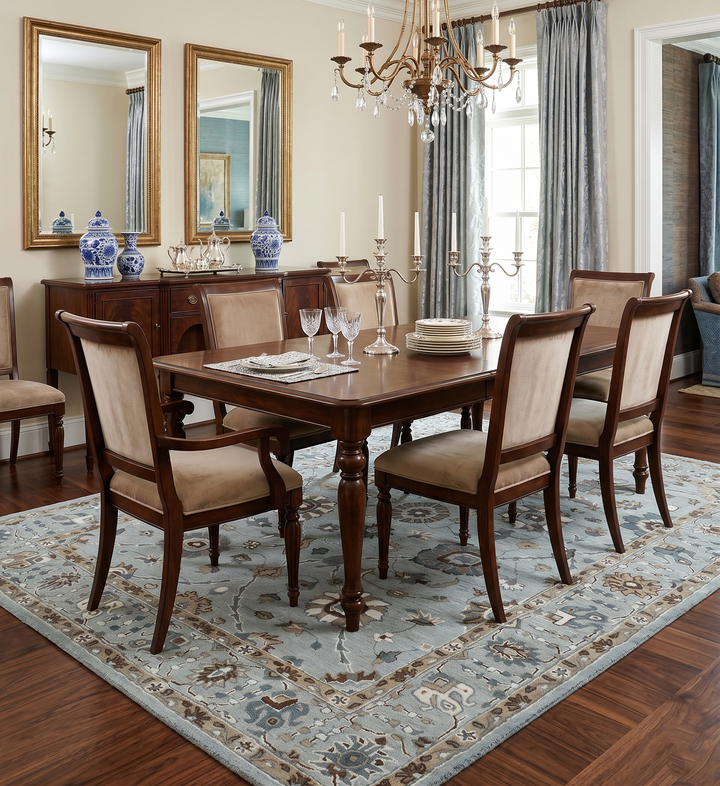 Blue and Brown Traditional Oriental Oushak Hand Tufted Custom Made wool Area Rug