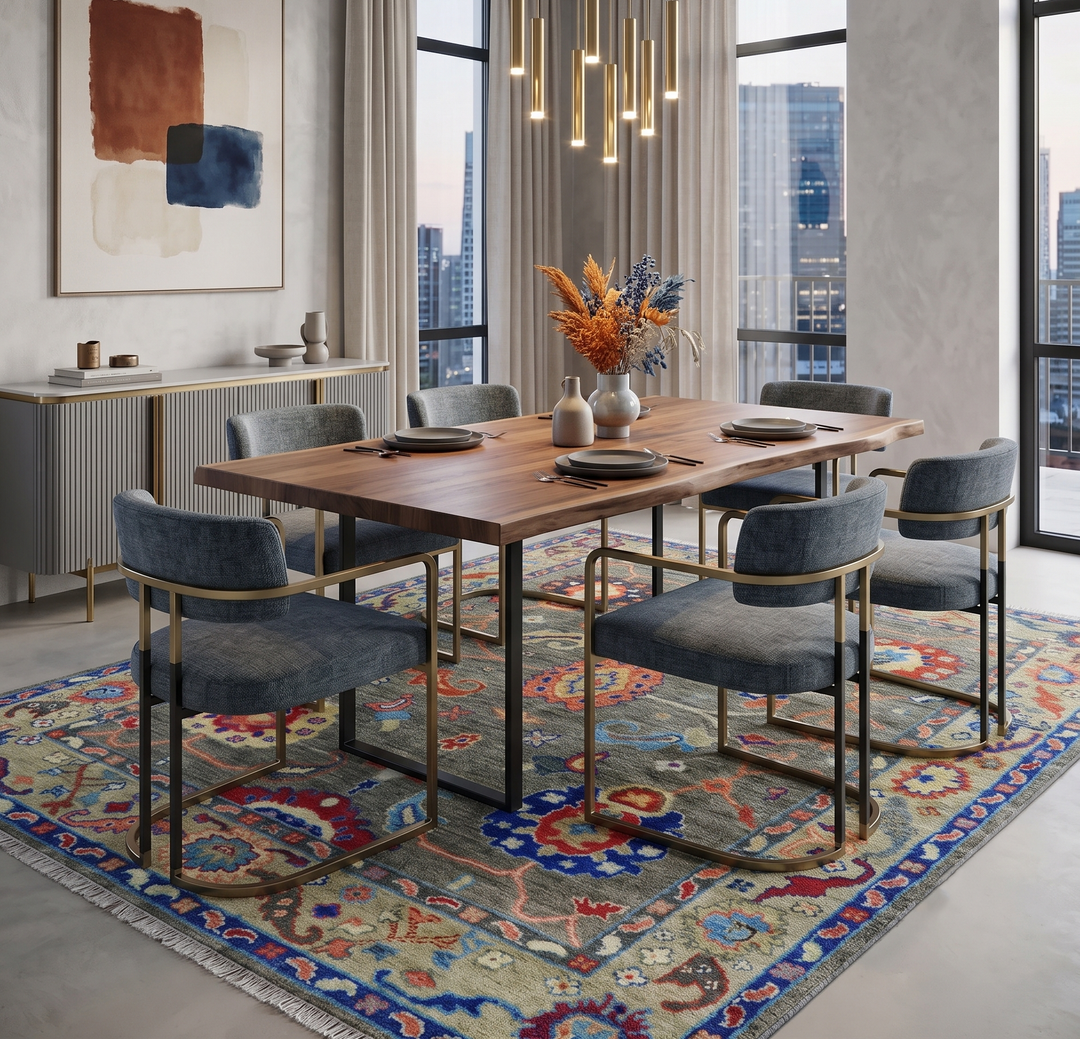 Ready to Ship 7x9 Feet Oushak Olive And Rust Hand Knotted Wool Rug
