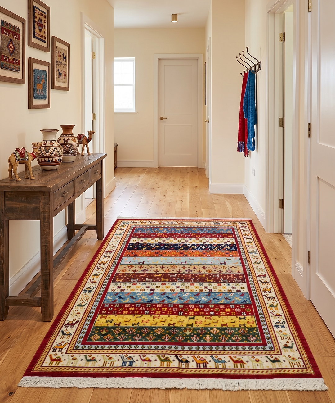 5x7 Multicolor Animal Brid Wool Hand Made Southwestern Lori Rug