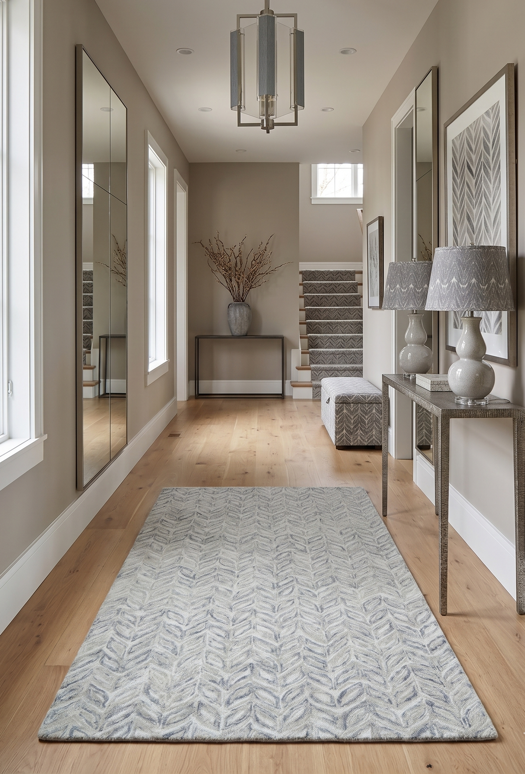Quick Ship 5x8 Hand Tufted Modern Style Beige And Gray Wool Rug