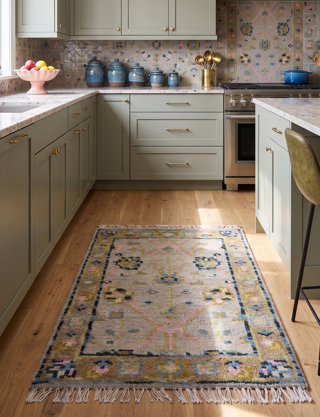 Hand Knotted 2x3 Traditional Style Taupe And Brown Wool Rug