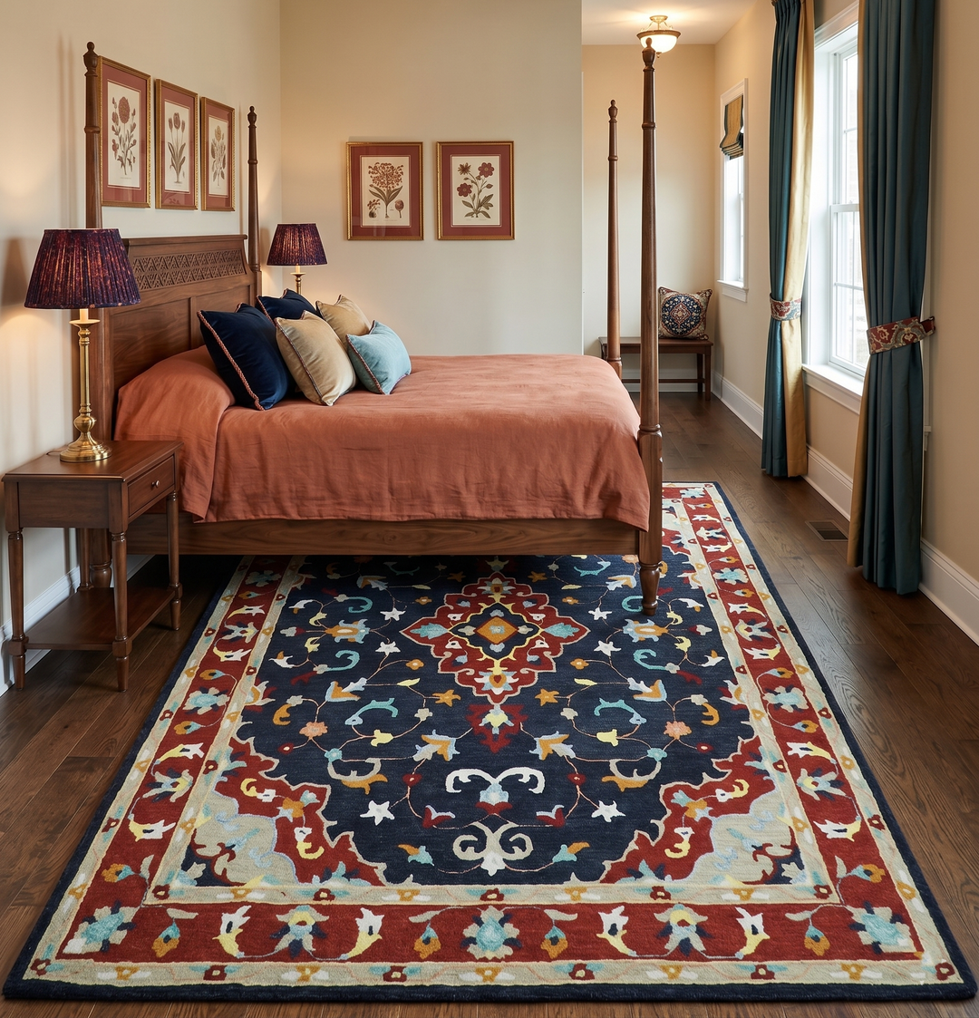 Ready to Ship 8x10 Traditional Charcoal And Maroon Hand Tufted Wool Rug