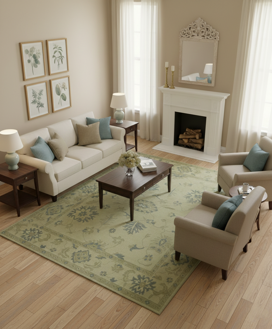 Traditional Oushak Design Beige And Gray Hand Knotted 9x12 Wool Area Rug