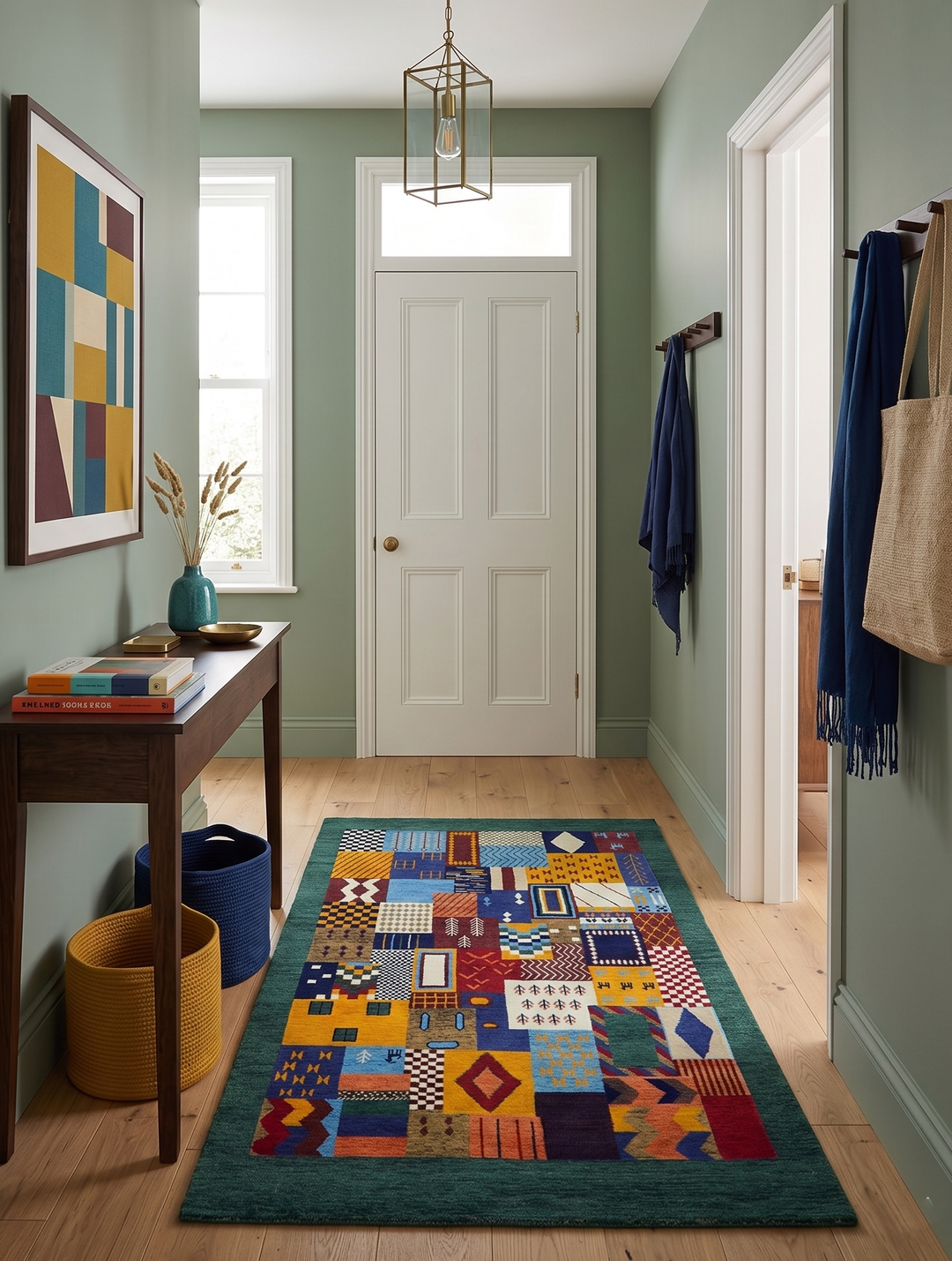5x7 Multicolor Shapes Modern loop and cut Wool Hand Woven Rug