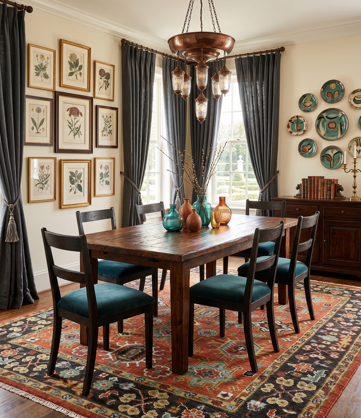 Custom Made Hand Knotted Rust and Black Traditional Wool Rug