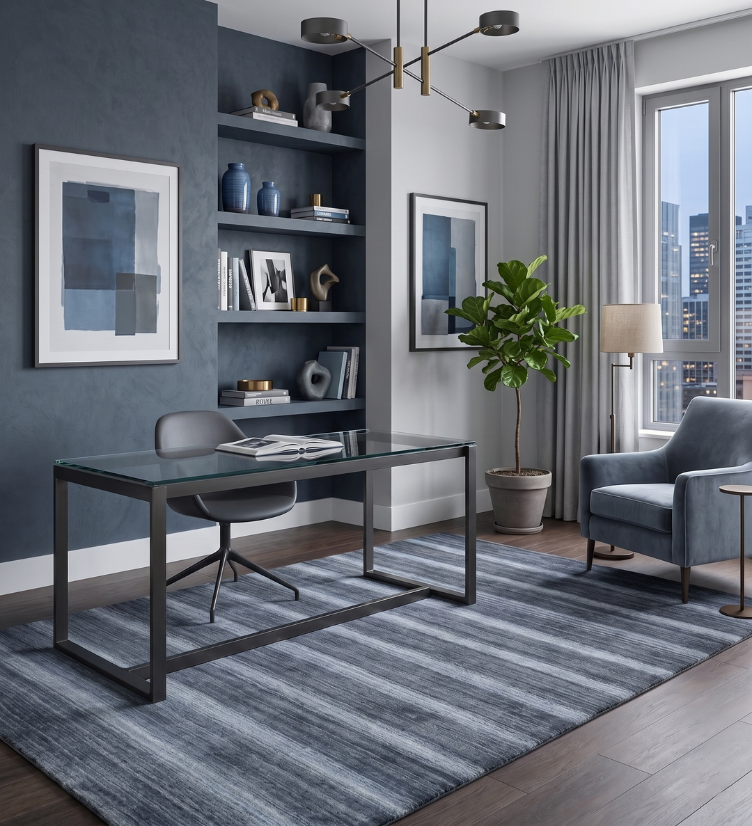 Modern Stripes Design 5x7 Charcoal and Silver Wool Hand Woven Area Rug