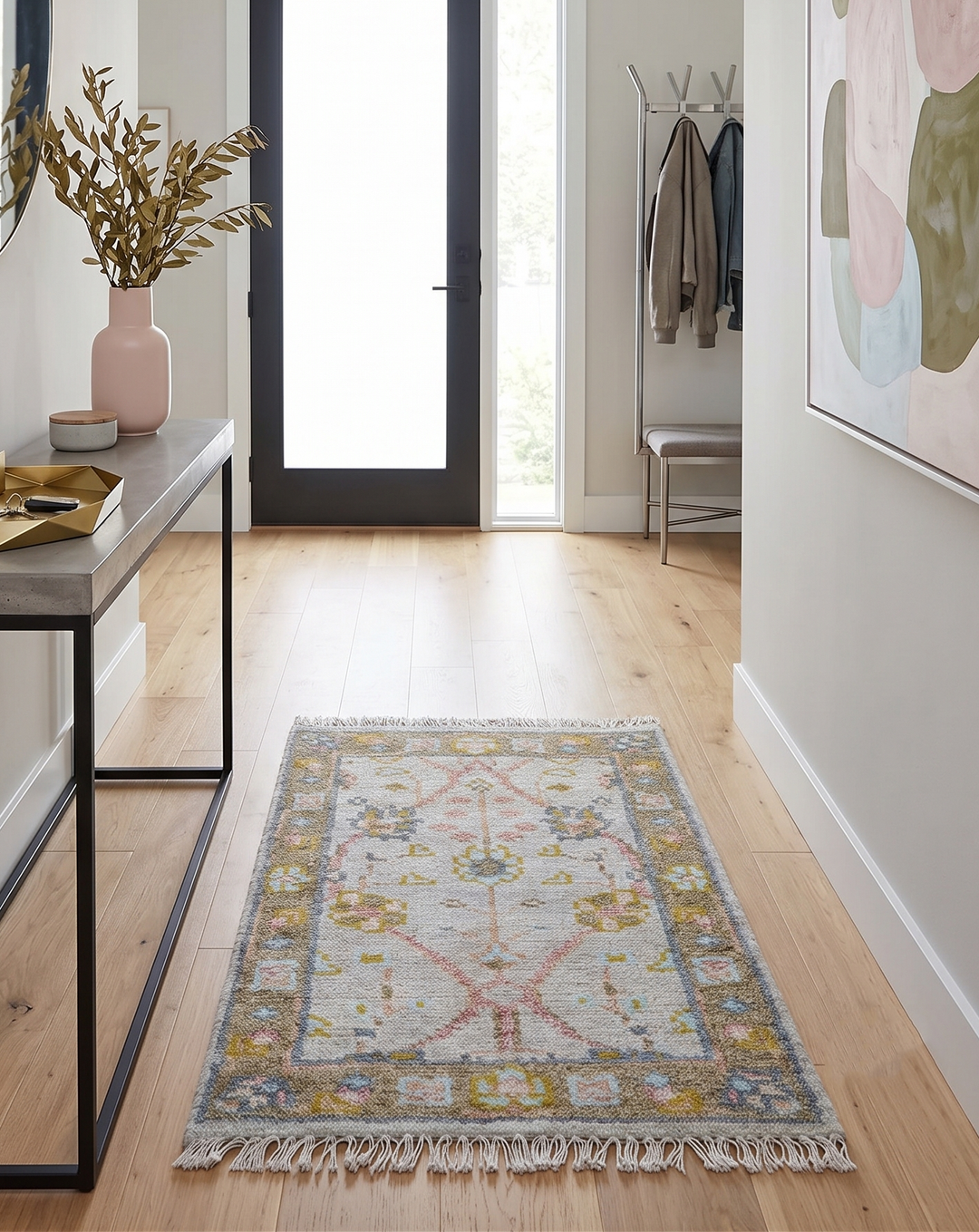 Hand Knotted 2x3 Traditional Style Gray And Brown Wool Rug