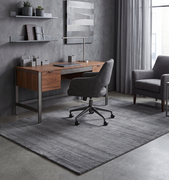 Modern Solid Gray Shaded 5x7 Blended Wool Hand Woven Area Rug