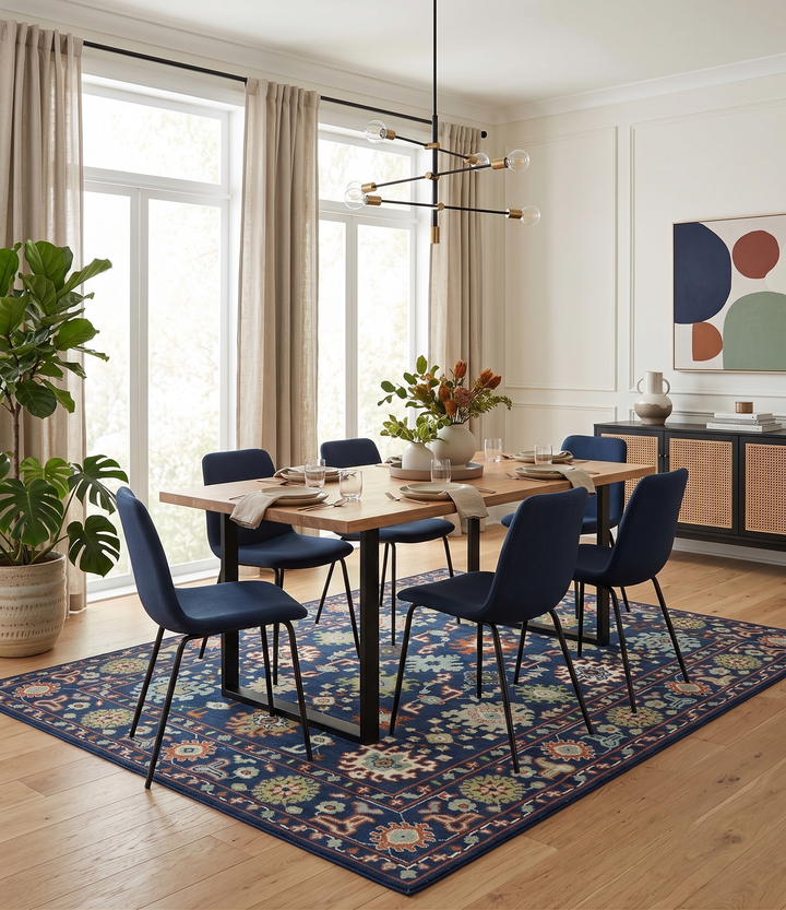 Vibrant colorful Blue, Rust, Ivory and Olive Hand knotted Traditional Oushak Custom Made wool Area Rug