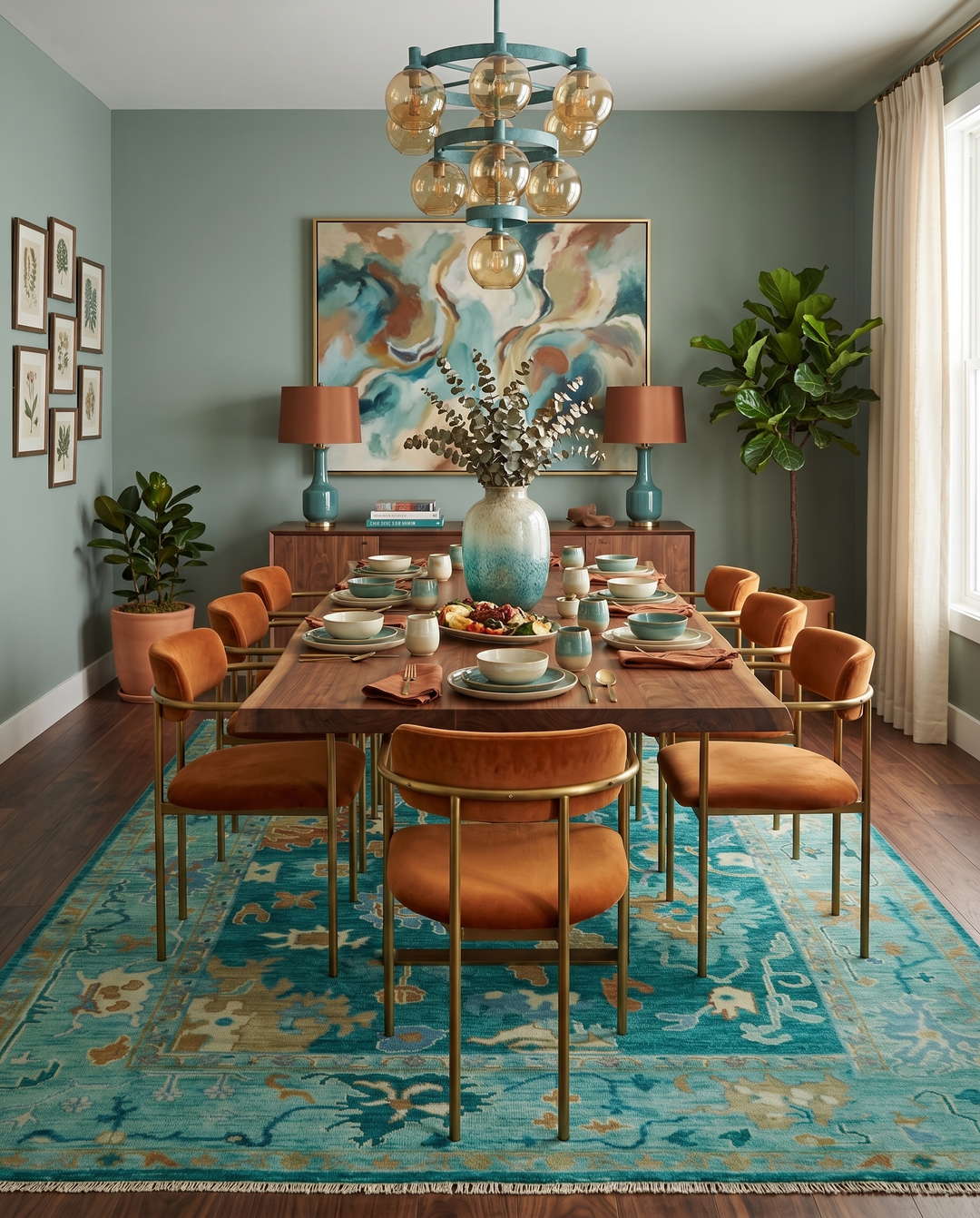 Hand Knotted Teal Traditional Oushak Multi size wool area rug
