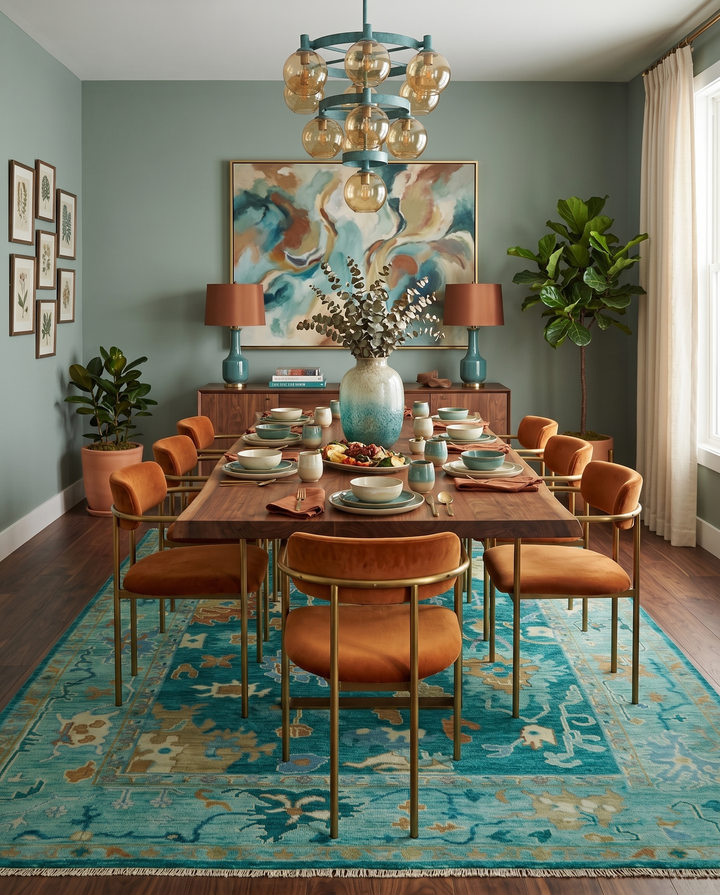 Hand Knotted Teal Traditional Oushak Multi size wool area rug