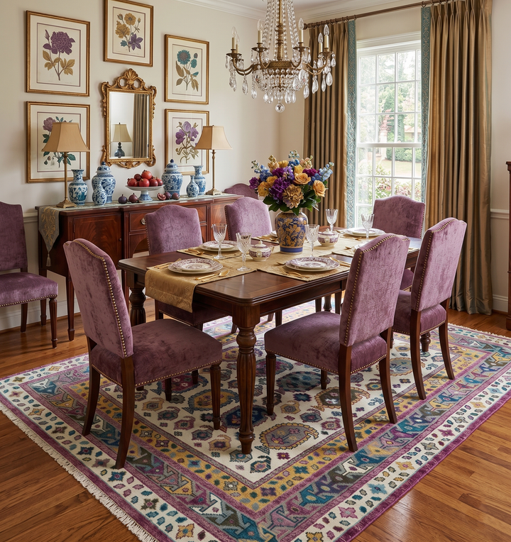 Ivory, Gold and Pink Hand knotted Traditional Design Wool Area Rug