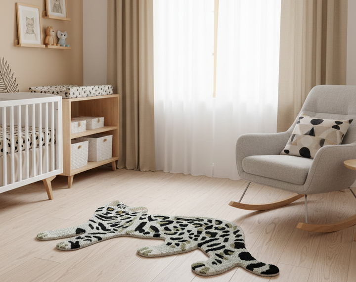 Hand Tufted Animal Cat White And Black 2x3 Wool Area Rug