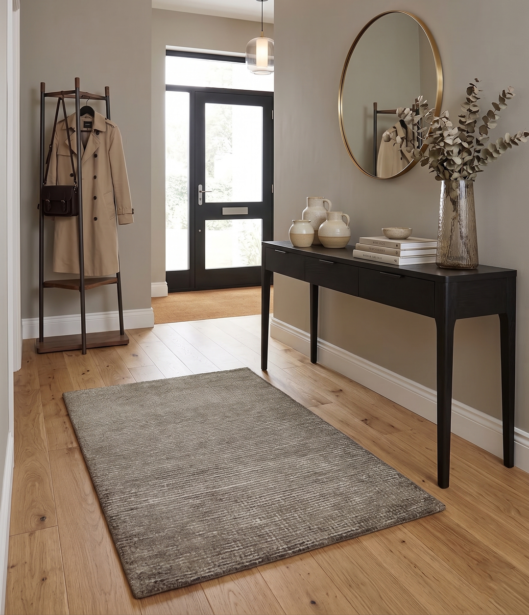 Modern Solid Brown 2x3 Hand Knotted Bamboo Silk Rug