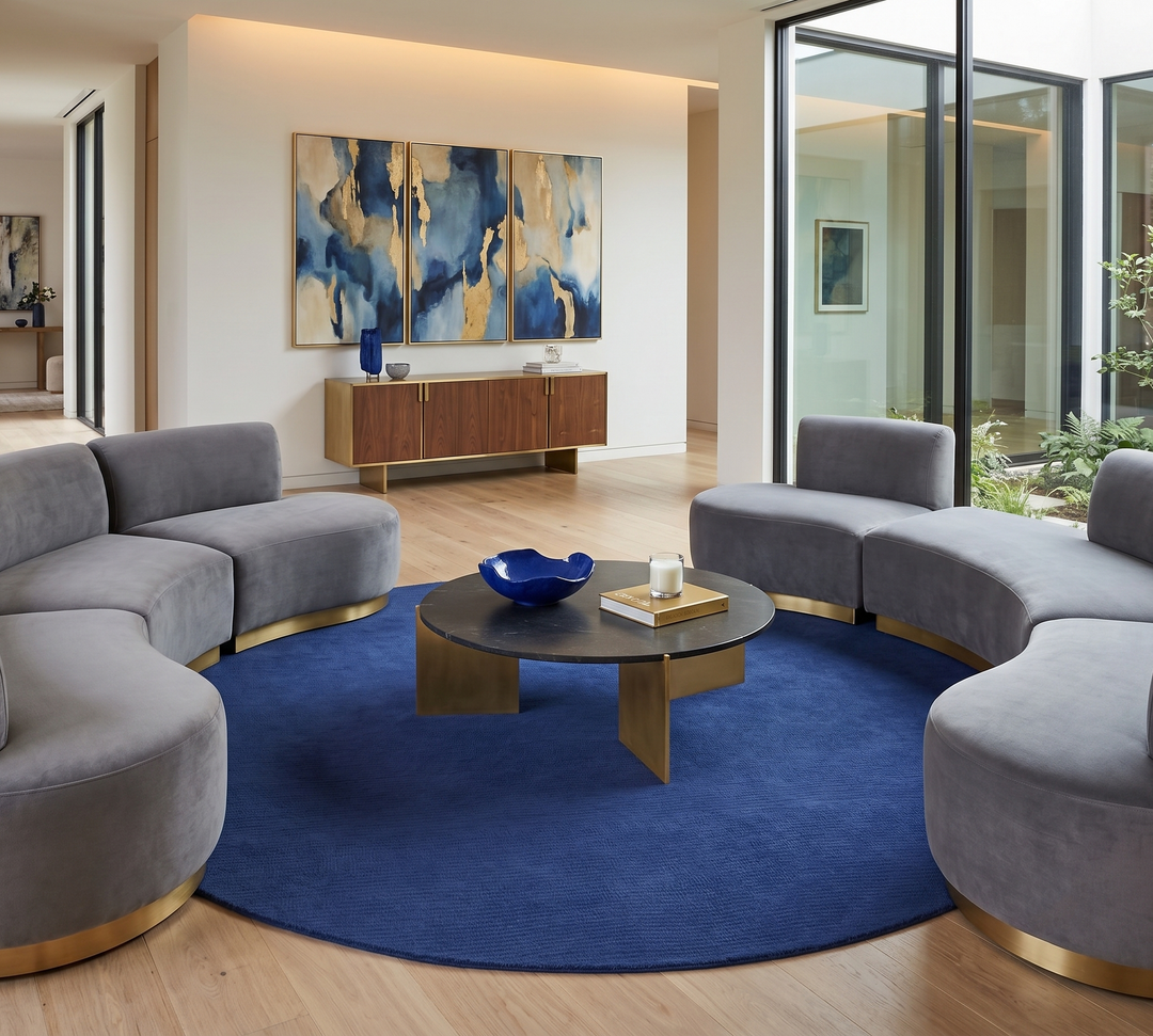 Terra Custom Made Blue Modern Solid Design Hand Tufted Wool Rug