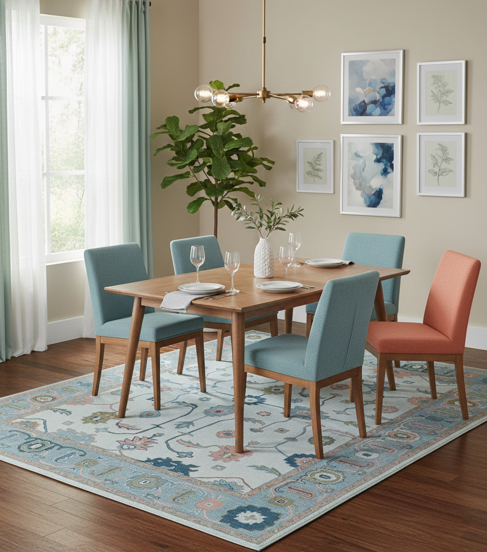 Allure Custom Made Ivory And Blue Traditional Oushak Hand Tufted Wool Rug