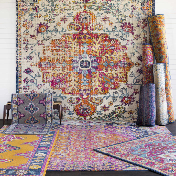 Stonewall Blue And Purple Traditional Style Area Rug