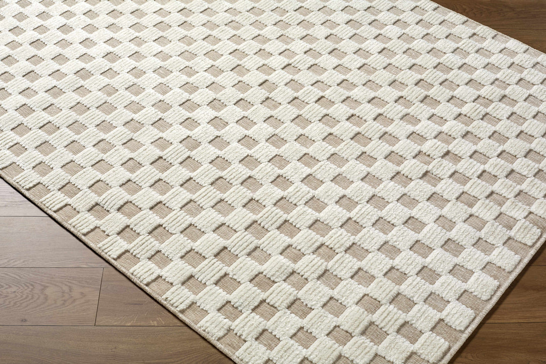 Anthea Modern Geometric Design Ivory Washable Area Rug