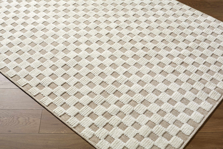 Anthea Modern Geometric Design Ivory Washable Area Rug