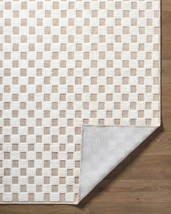 Anthea Modern Geometric Design Ivory Washable Area Rug