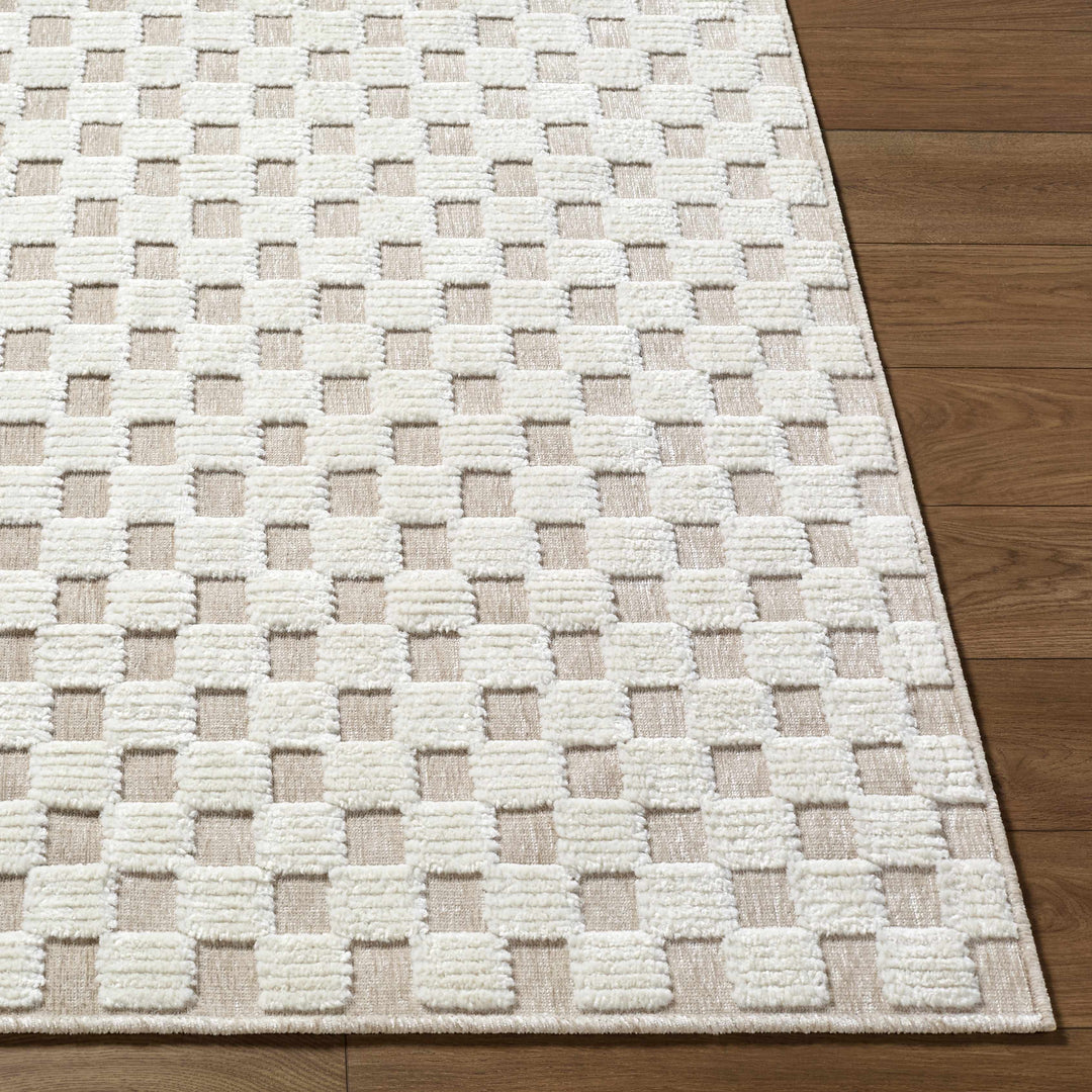 Anthea Modern Geometric Design Ivory Washable Area Rug