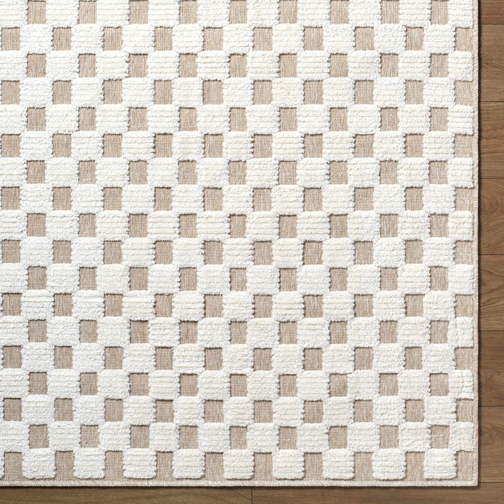 Anthea Modern Geometric Design Ivory Washable Area Rug