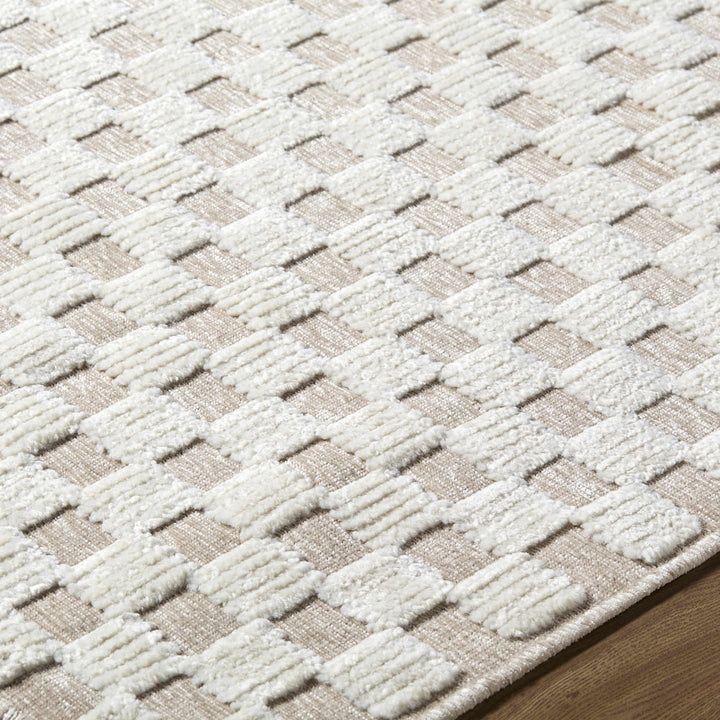 Anthea Modern Geometric Design Ivory Washable Area Rug