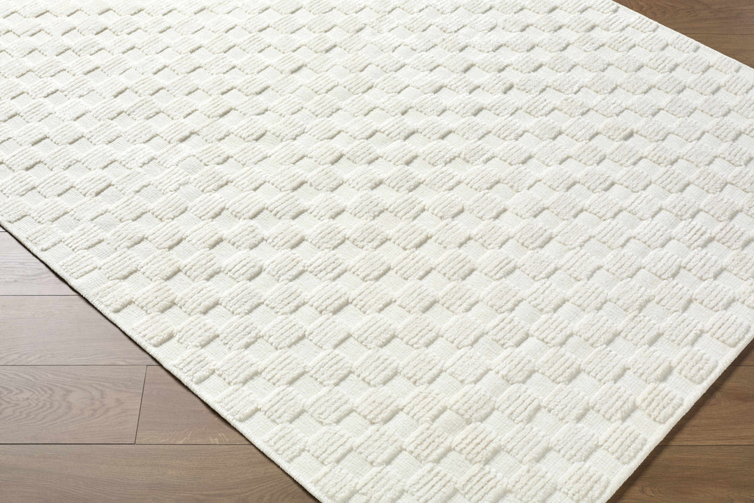 Anthea White Geometric Design Washable Rug